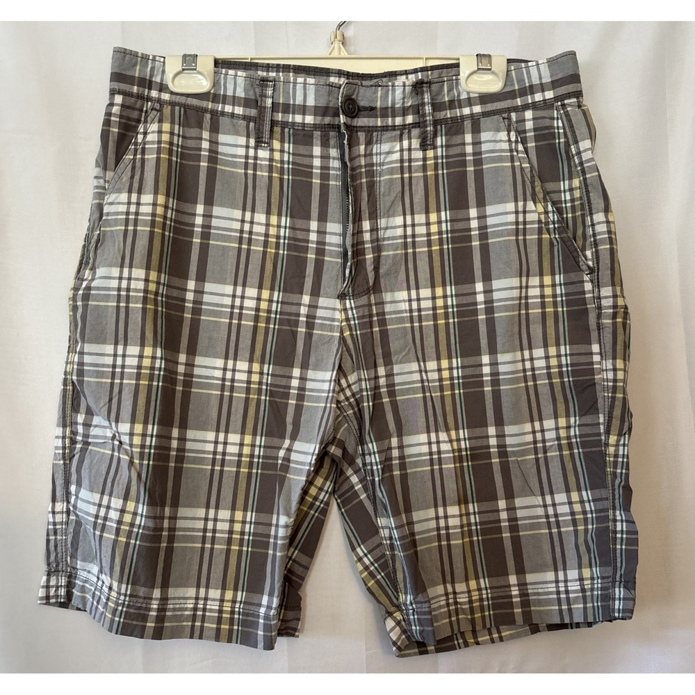 SONOMA Mens Chino Plaid HighRise Classic Flat Front Dad Golf Style Shorts 35x9.5